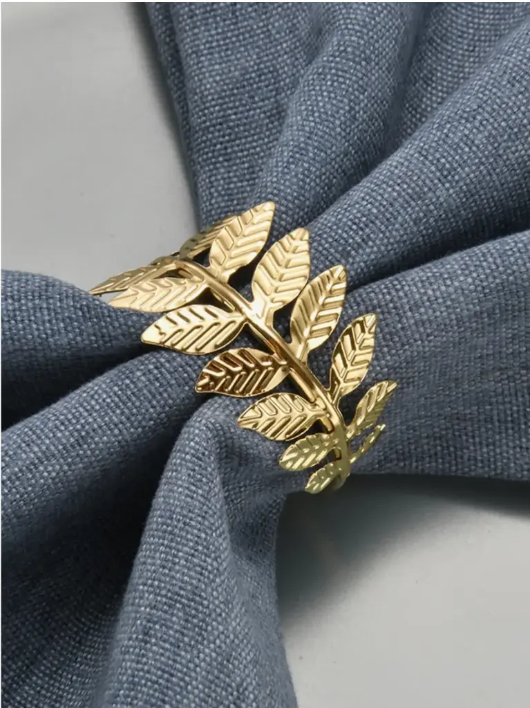 Rond de serviette - feuille doré