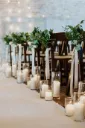 Allée - vases cylindriques + bougies blanches